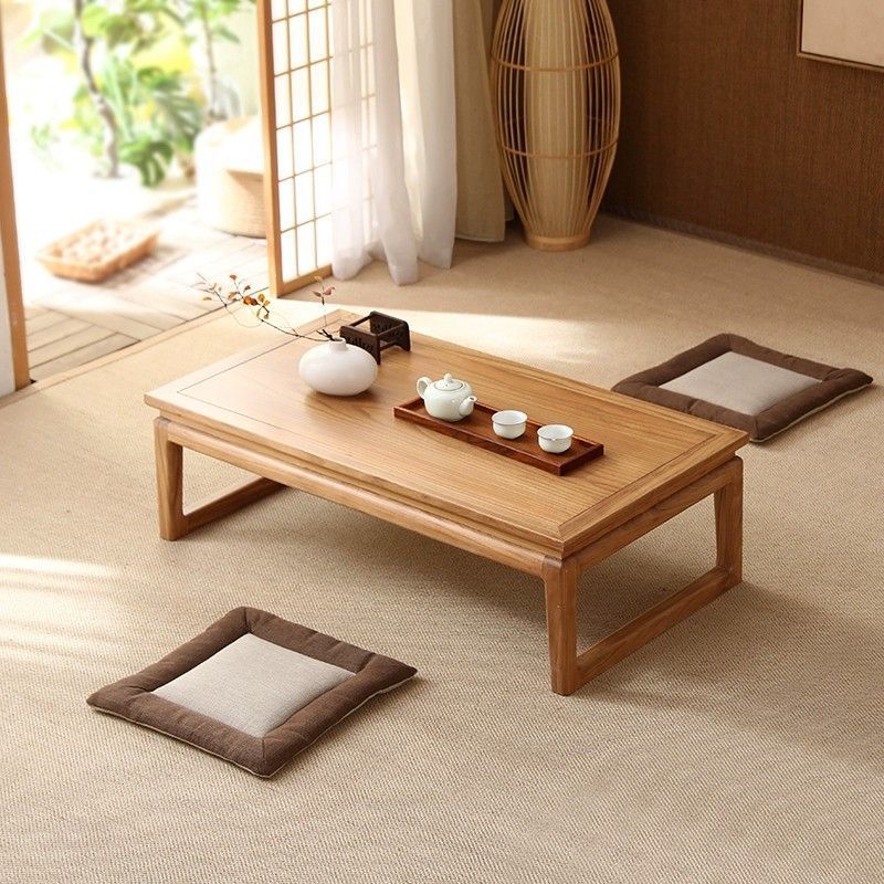 Solid Wood Old Elm Tatami Coffee Table Chinese Bay Window Table Floor Low Table Kang Table Balcony Small Coffee Table Chinese Study Table
