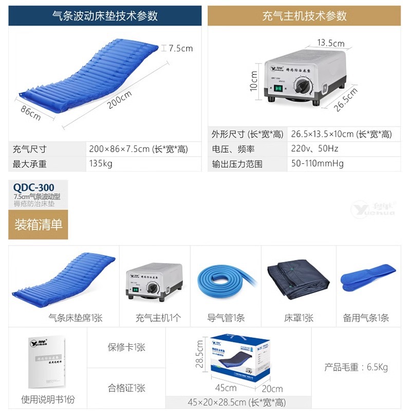 Yuehua Bedsore Pad QDC-300 Anti-Bedsore Air Mattress Bedsore Prevention Mattress Elderly Care Air Cushion Bed