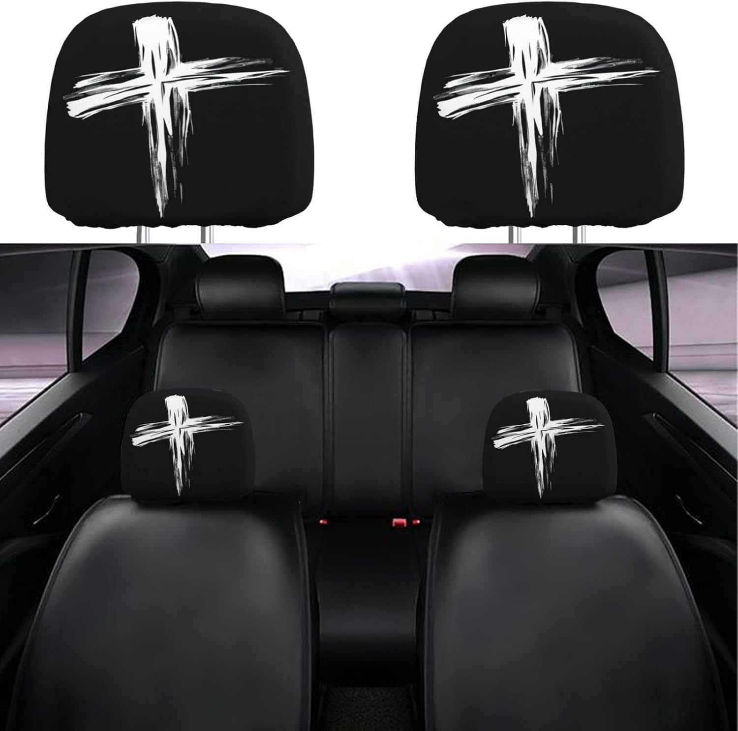 Foreign Trade Custom Labeling Black Label Cool Car Print Headrest Cover Elastic Style Funny and Interesting Car Pillow