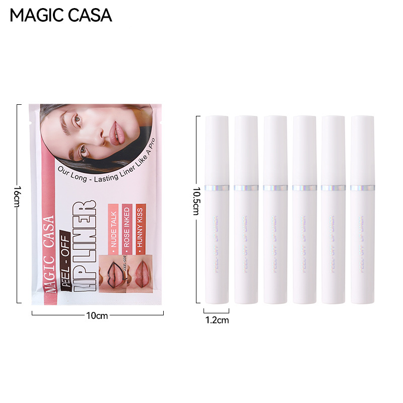 Magic Casa Tear-Off Lip Glaze Six-Piece Set Tear-Off Matte Dyed Lip Gloss Lip Mask Long-Lasting Waterproof and Non-Fading