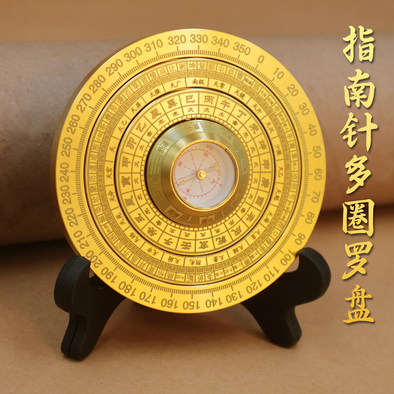 Латунный компас с двусторонним дизайном, вращающаяся ручка, компас из цельной меди, гироскоп для снятия стресса