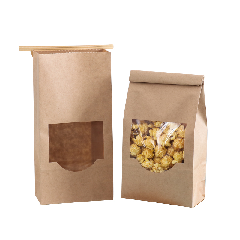 Коричневая упаковочная бумажная сумка, одноразовая, маслоустойчивая, упаковка для еды на вынос, упаковка для хранения хлеба, оптовая продажа