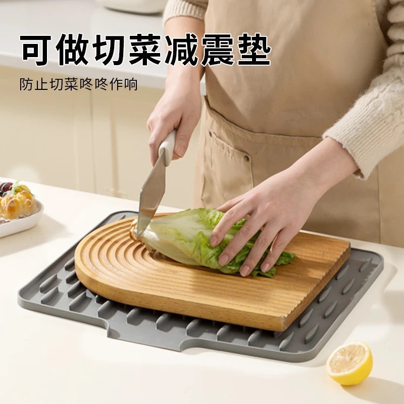 Countertop Slope Silicone Drain Mat Kitchen Anti-Scalding Insulated Pot Mat Thickened Mat Cutting Board Mat Kitchen Wholesale