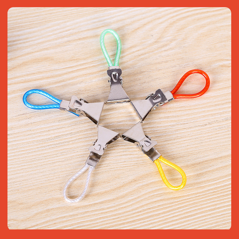 Amazon Aliexpress Hot Selling Outdoor Metal Towel Clip Bath Towel Clip Beach Towel Clip Plastic Color Rope Wholesale