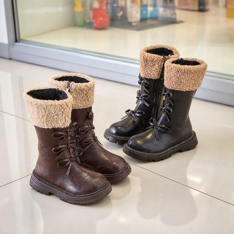 Girls' Boots, No More Than Knee-High, Autumn and Winter High Boots, Catwalk Performance Cotton Boots, Kidsren's Fashion Princess High Boots, Simple