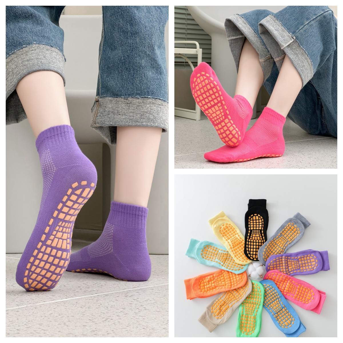 2025 New Model Factory Wholesale Professional Trampoline Socks with Adhesive Dots, Children's Non-Slip Socks, Early Education Center Yoga Socks, Custom Logo