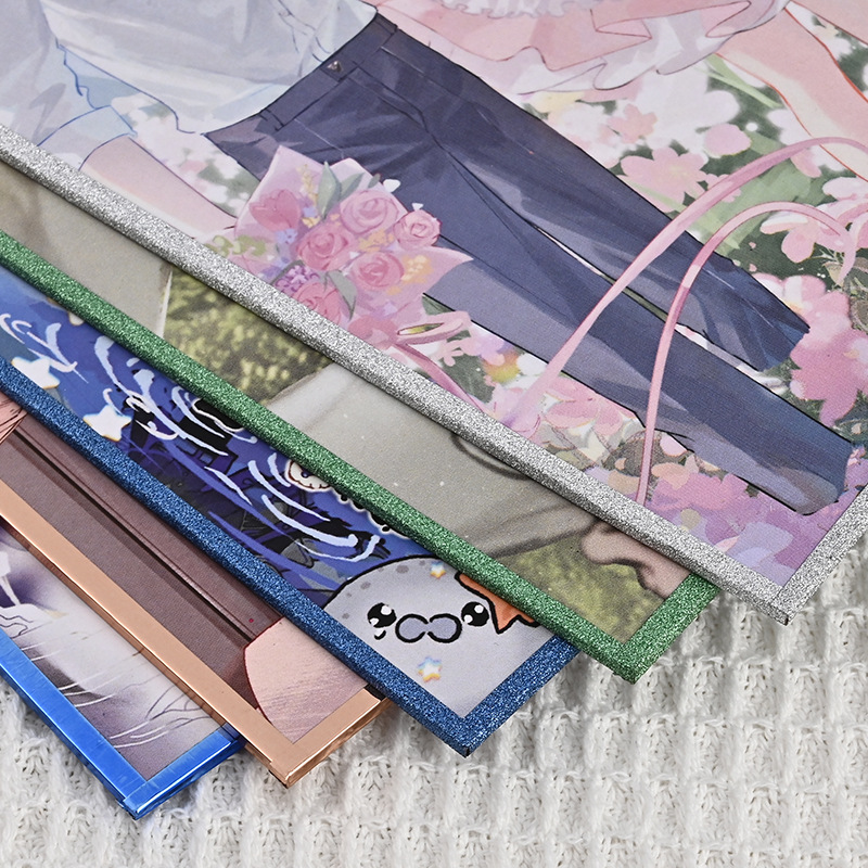 Acrylic Colored Paper Custom Cartoon Anime Merchandise Liquid Sand Gold Edge Anime Laser Sign Drawing Board Blind Box Card Opening