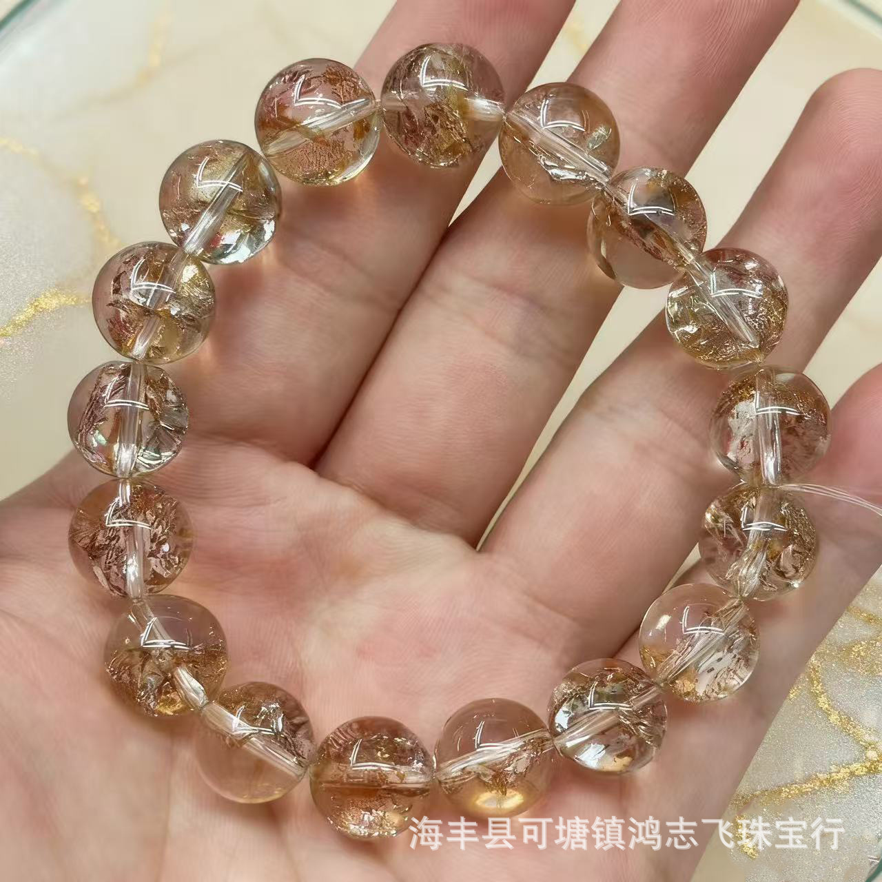 Браслет из кристаллов с золотой фольгой и цветами карпа, браслет с бусинами, аксессуары для DIY, оптовая продажа