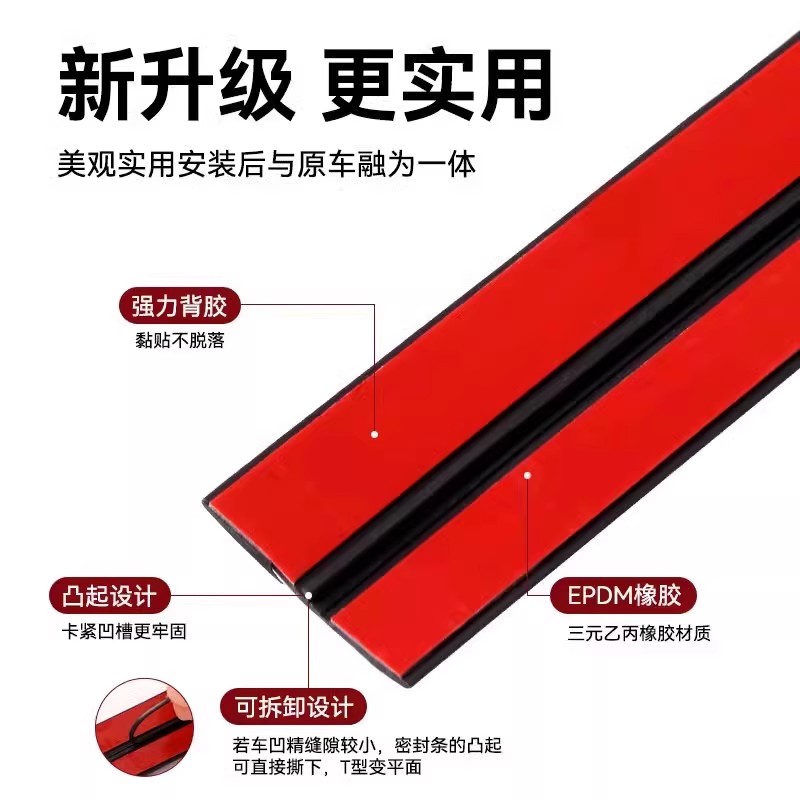 Car Sealing Strip T-Type Front Windshield Outer Sunroof Anti-Leakage Strip Rear Windshield Dustproof and Waterproof Sticker