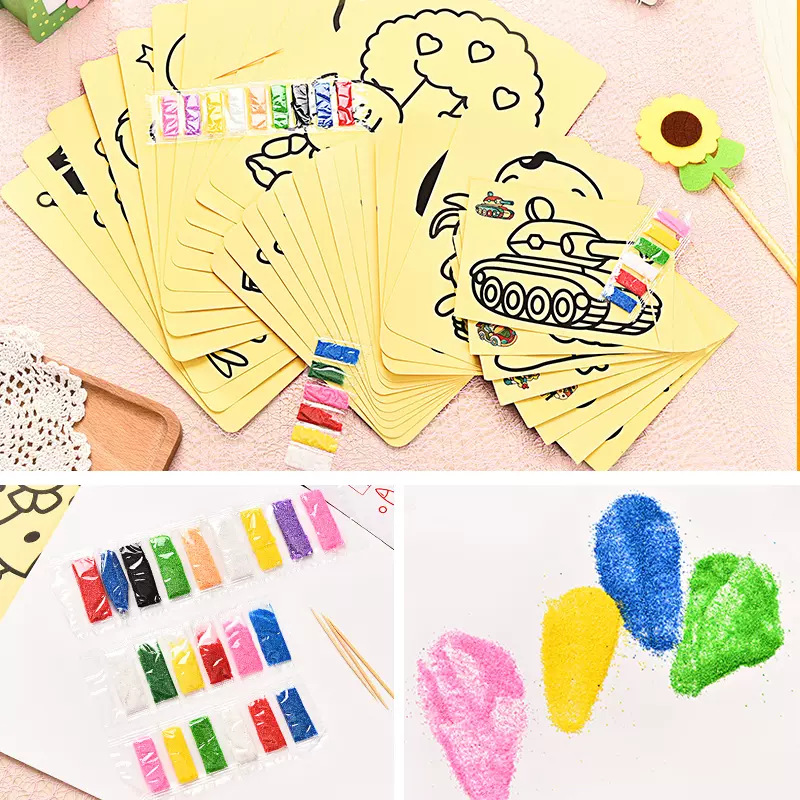 Children's DIY sand painting suit cartoon graffiti gift kindergarten educational handmade painted sand toy supply