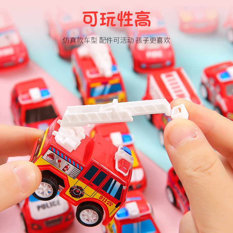Children's Pullback Truck Fire Truck Engineering Truck Mini Car Model Little Boy Car Excavator Toy Gift