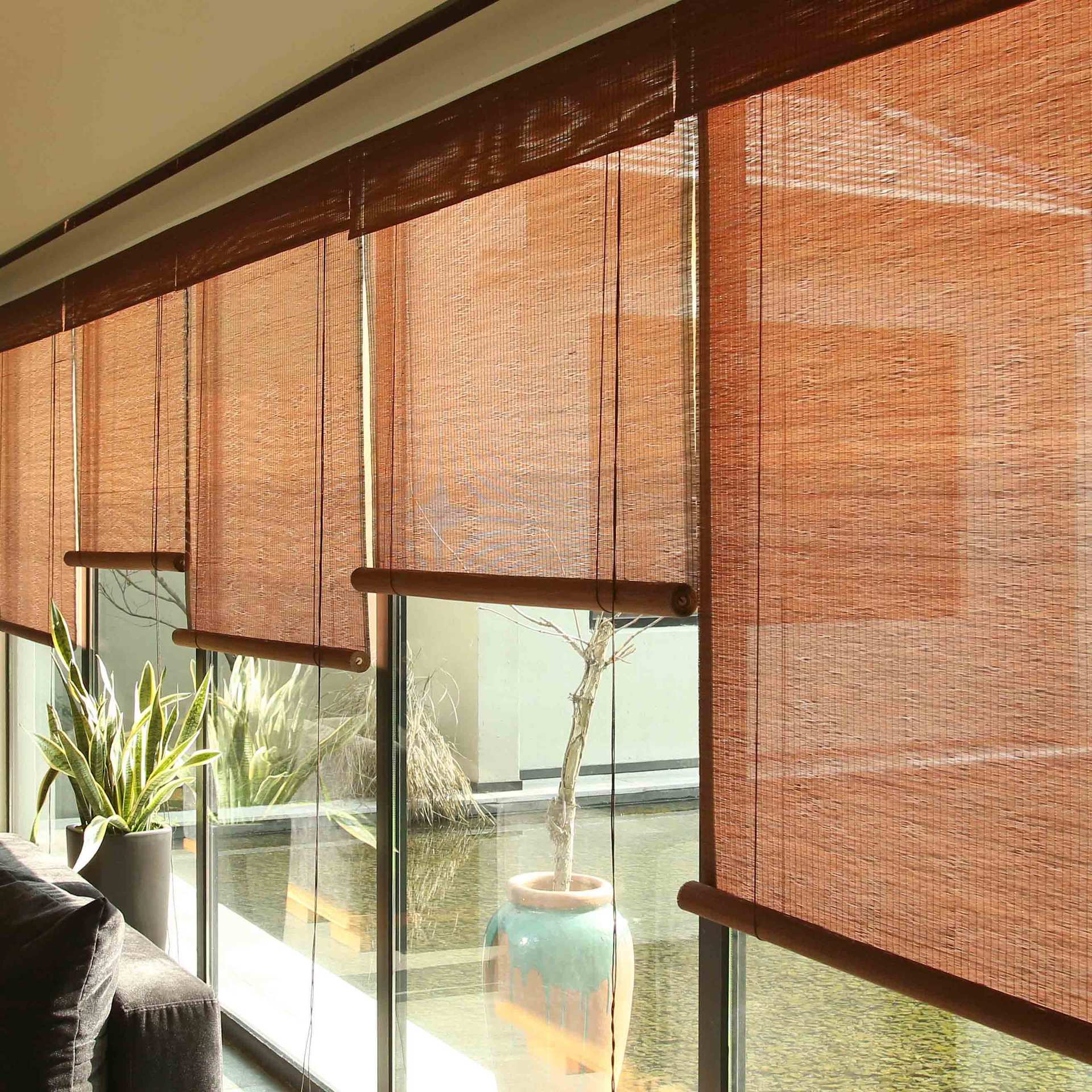 Новые бамбуковые шторы в китайском стиле, водонепроницаемые рулонные шторы для улицы, перегородочные бамбуковые рулонные шторы, бамбуковые шторы для беседки, бамбуковые шторы для зимнего сада