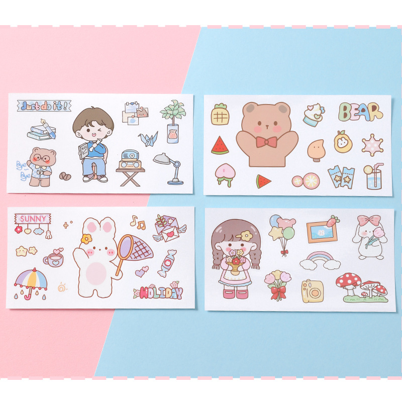 Hand account sticker goo card cute cartoon waterproof transparent sticker girl plastic cup stationery Cup sticker wholesale