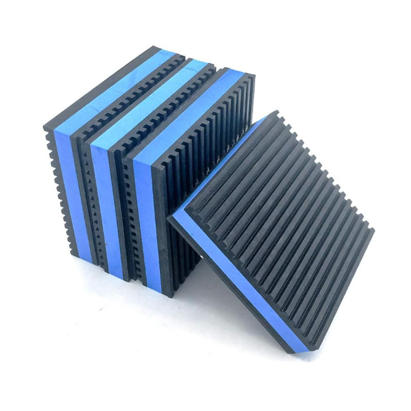 Подушка для тяжелого оборудования рифленая резиновая амортизирующая подушка 4", X 4", X 7/8", с изоляционной подушкой из синего поролона