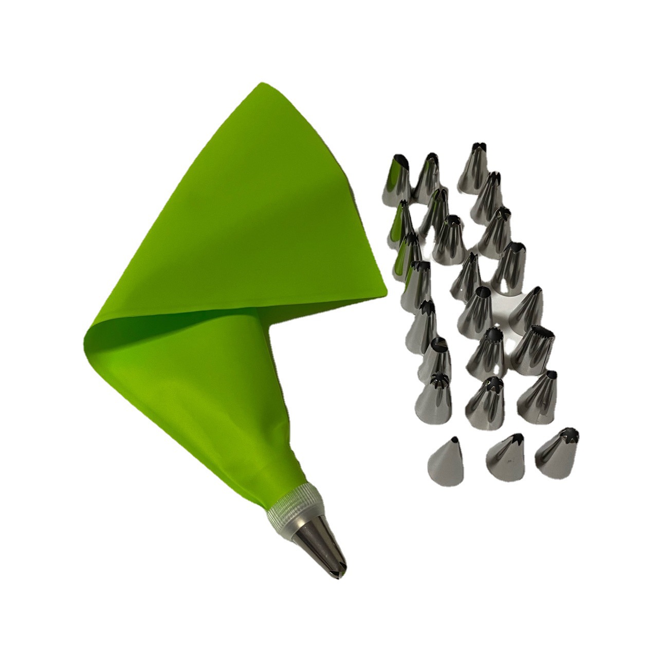 24-head stainless steel piping nozzle set with EVA silicone piping bag conversion head 26-piece cake baking tool