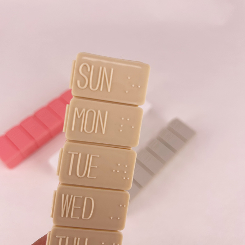 Portable Weekly Seven-compartment Pill Box Strip Type Carry-on Weekly Seven-day Pill Box Seven-compartment Pill Storage Box in stock