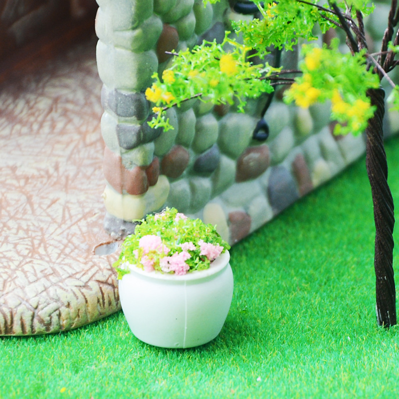 Simulated Model Flowerbed Vase Mini Outdoor Landscape Flower Pot Bonsai Architectural Sand Table Miniature Scene Ornament Flower Stand