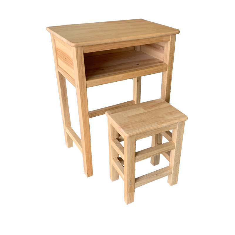 Factory Direct Sales Wholesale Solid Wood Desks and Chairs for Middle School Students Solid Wood Solid Wood Tables Solid Wood Single Desks and Stools