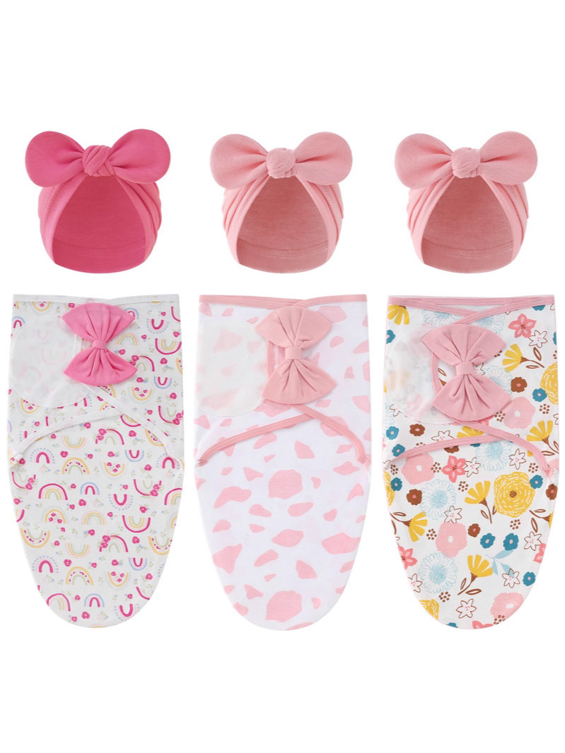 Foreign Trade European and American Newborn Swaddling Bow Baby Sleeping Bag with Indian Hat Delivery Room Wrap Baby Anti-Kick Quilt