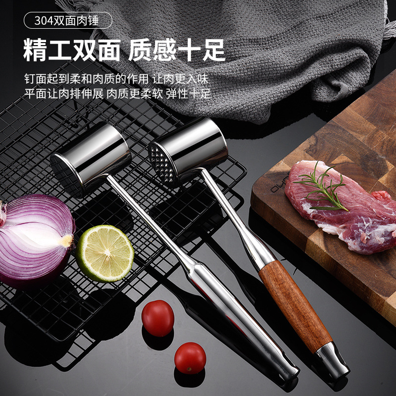304 Loose Meat Hammer Stainless Steel Household Beef Hammer Steak Knocking Tool Tender Meat Hammer Flapper Marinated Meat Artifact