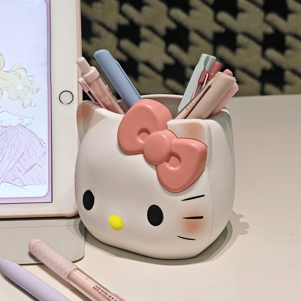 Cartoon Kt Cat Hellokitty High-Looking Makeup Brush Storage Tube Desktop Pen Holder Decorative Ornaments Gift Wholesale