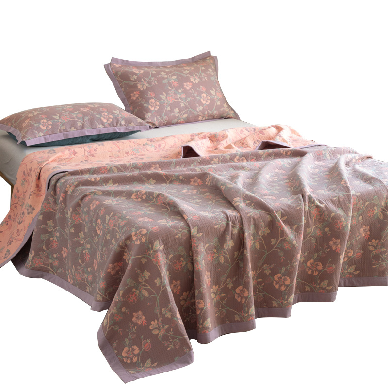 Class a maternal and child grade cotton yarn-dyed jacquard three-layer yarn bed cover multifunctional gauze blanket office lunch break cover blanket