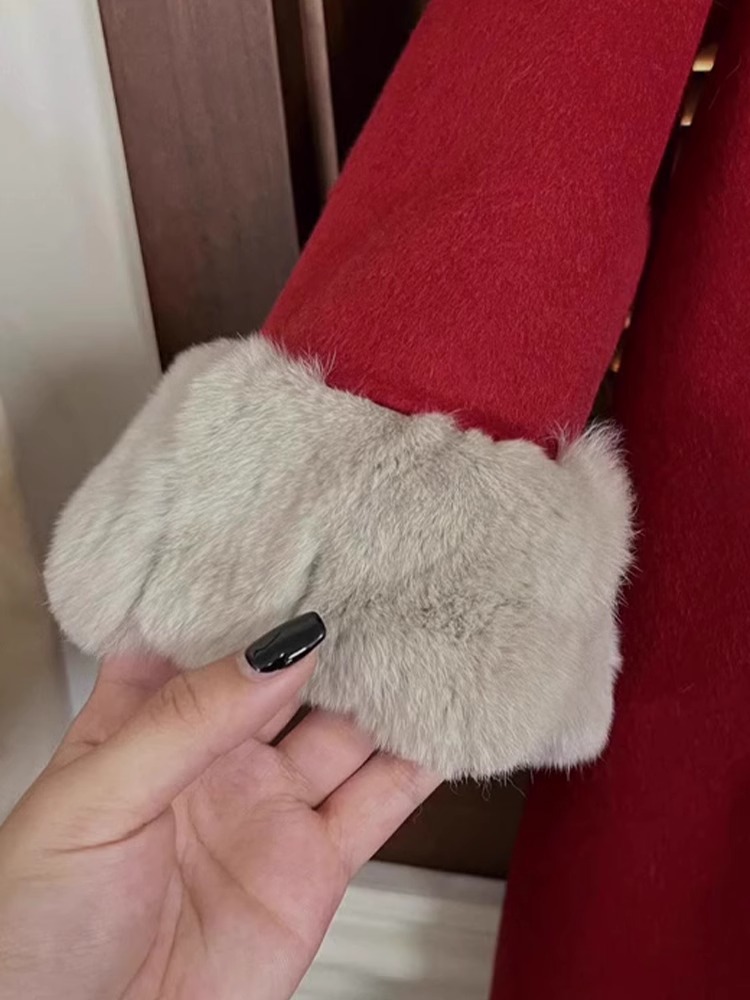 Girls' Fleece-Lined Wool Coat Autumn and Winter 2025 New Children's New Year Outfit Thickened Stylish Jacket