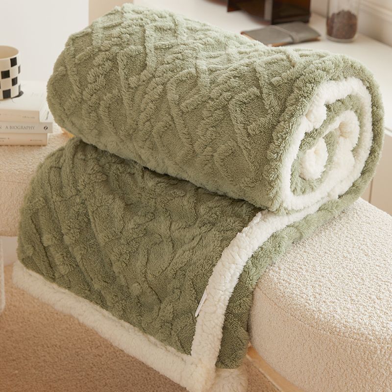 Lamb Fleece Blanket Winter Thickeneded Nap Office Shawl Air-Conditioned Fleece-Lined Small Blanket Coral Velvet Sofa Cover Blanket