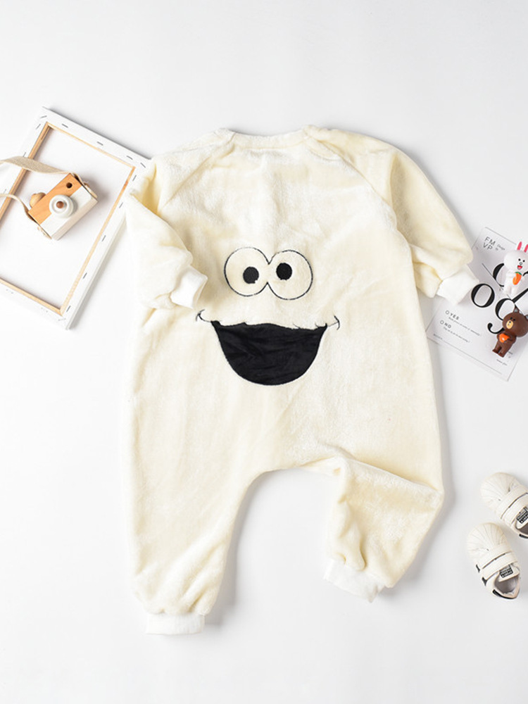 Black Adam Children's Coral Fleece Jumpsuit Autumn and Winter Sesame Street Pajamas Children's Baby's Flannel Home Clothes