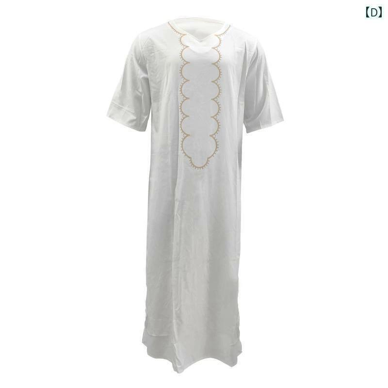 2025 Men's Summer Islamic Robe Muslim Robe Loose Moroccan 3D Digital Print Middle East Robe