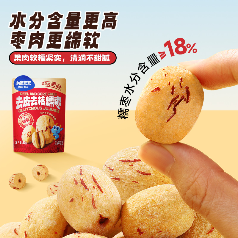 Xiaolu Lanlan Peeled and Pitted Glutinous Dates Xinjiang No-Wash Gray Dates Bagged Canned Snacks Jujube Healthy Ready-To-Eat