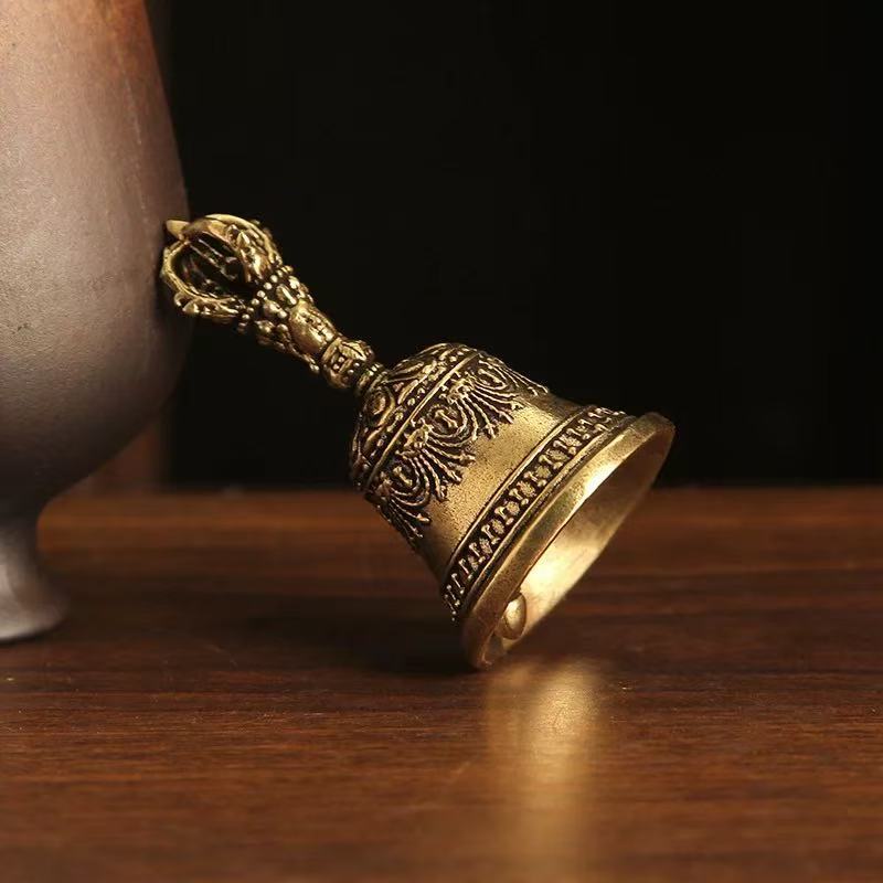 Antique Small Copper Brass Xizang Bell Classical Vajra Bell Small Pendant Brass Hair Accessory Pendant Decoration Wholesale