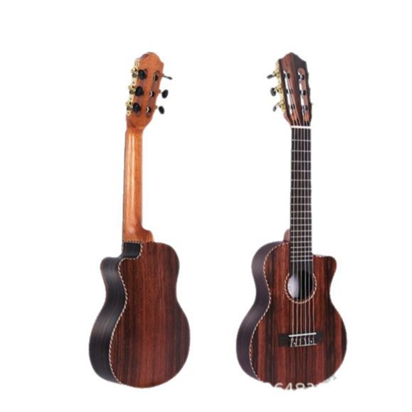 28 Inch Guitar Lili guitalele Full Ebony Wooden Trimmed Horned Classical Head Matte Six-String Guitar