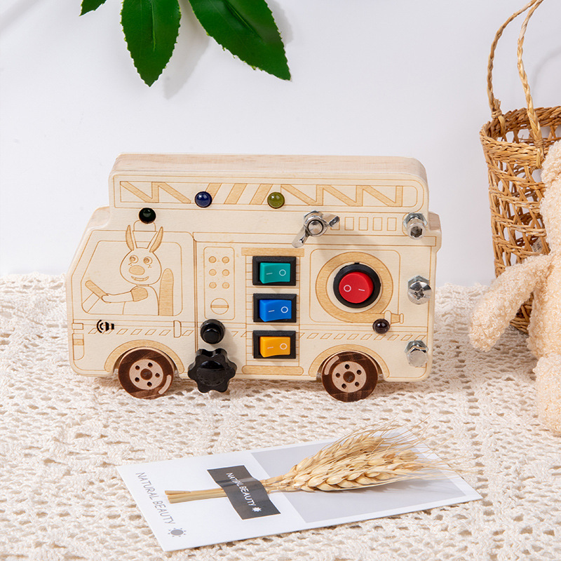 Hot sale Amazon led busy board cross-border new children's educational early education electronic switch wooden luminous toys