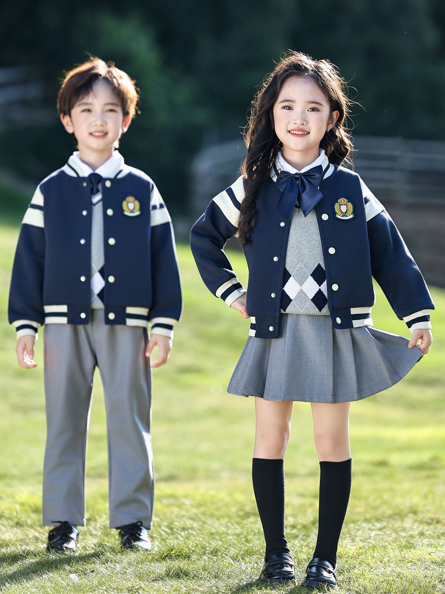 Kindergarten Uniforms, Spring and Autum Three-Piece Baseball Uniforms, Primary School Student Class Uniforms, Autum Preppy Style Kidsren's School Uniforms