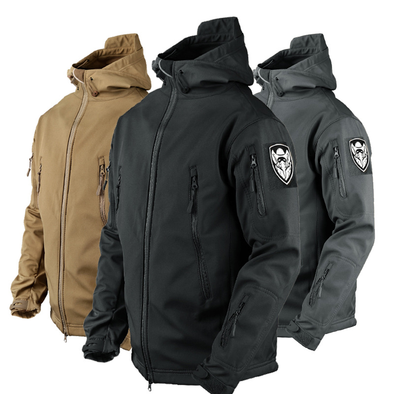 Куртка Shark Skin Soft Shell для мужчин, зимняя водонепроницаемая и ветронепроницаемая велокуртка, теплая тактическая куртка для альпинизма