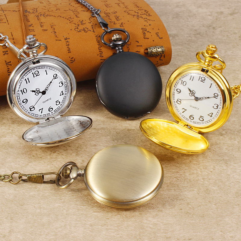 Retro Pocket Watch Flip Cover Bronze Nostalgic Classic Necklace Watch Commemorative Gift Pendant Quartz Hanging Watch Foreign Trade Manufacturer