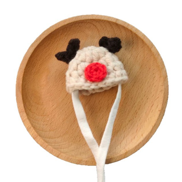 Amazon Christmas Big Goose Ornament Set Pet Hat Mini Knitted Crochet Cute Hamster Hat Doll Hat