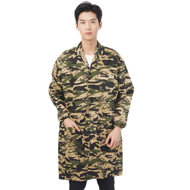 Uniform Camouflage Blue Coat Labor Protection Coat Smock Advertising Moving Service Long Dustproof Work Coat