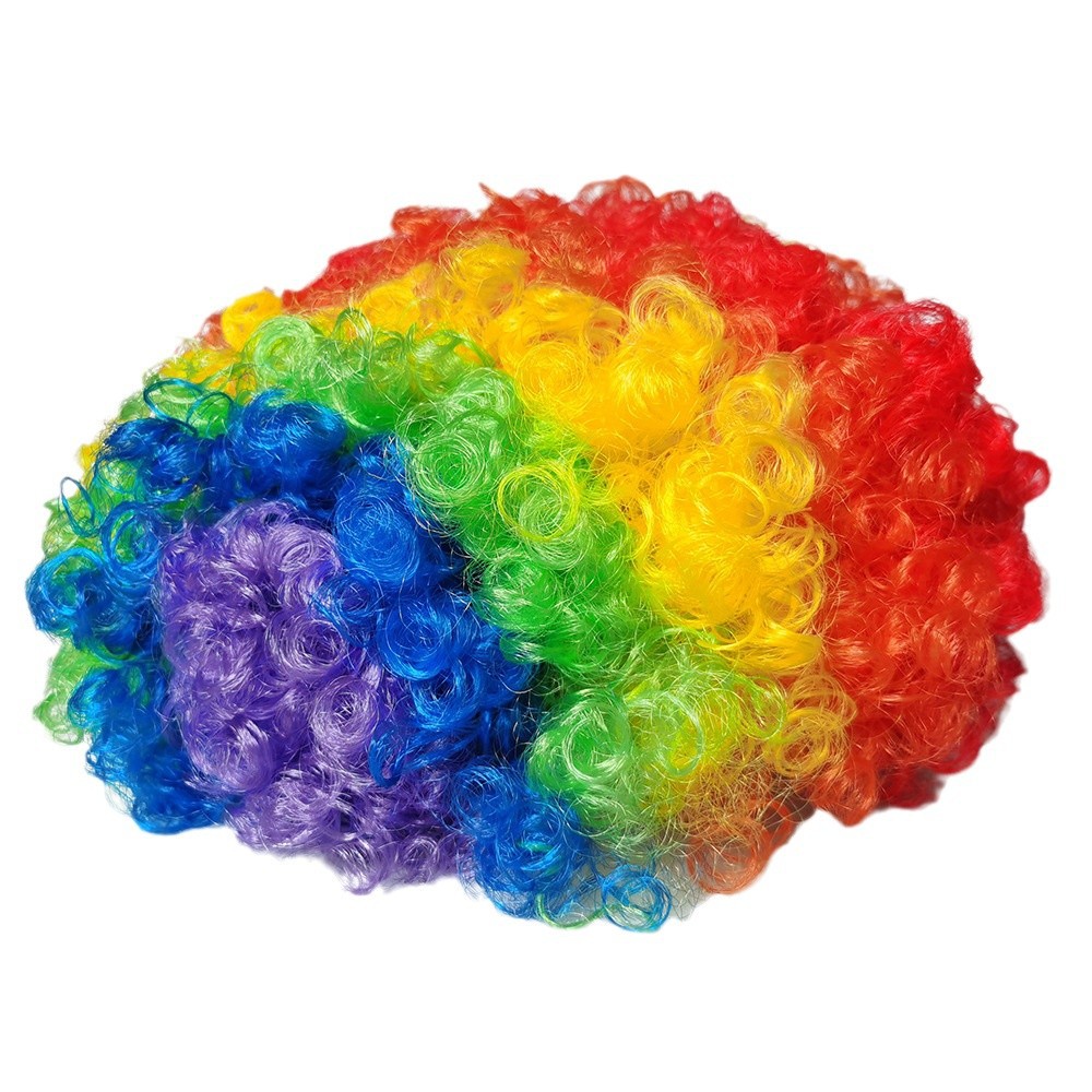 Foreign Trade Cross-Border Afro Fan Clown Wig Round Curly Colorfulful Dress up Funny Hair Headgear Performance Curly Hair
