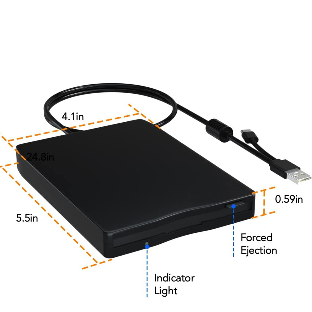 Portable Mobile Floppy Drive USB Dual Interface Floppy Drive Notebook Desktop External Floppy Drive Compatible with Macos