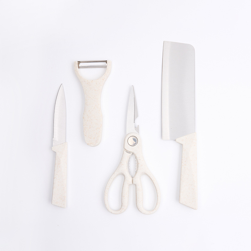 New Kitchen Stainless Steel Knife Five-Piece Set Household Fruit Knife Scissors Paring Knife Cutting Board Combination Tool