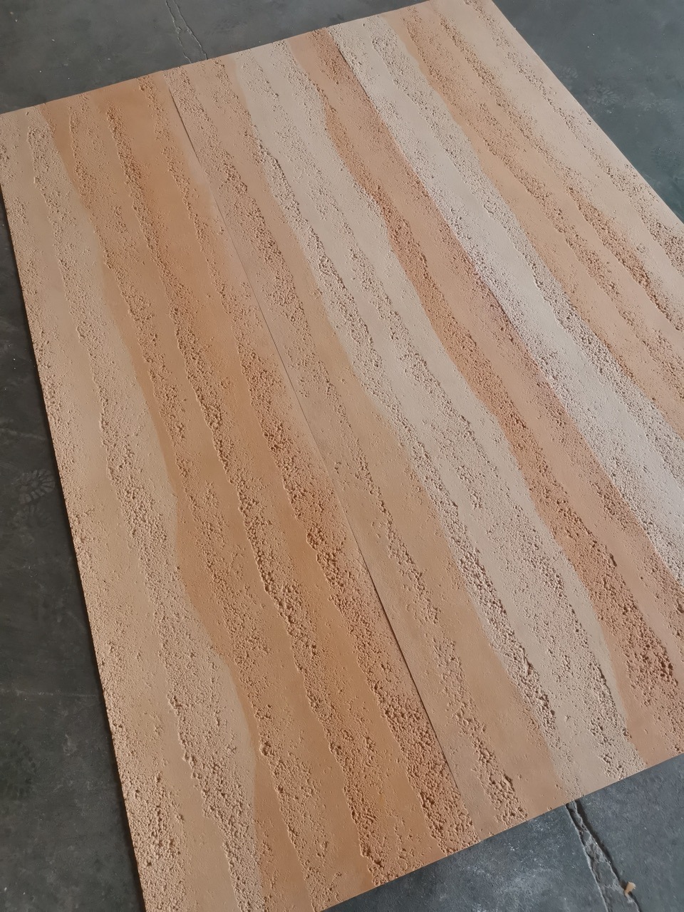 Three-color gradient small rammed earth plate indoor Radian bendable decoration fireproof and moisture-proof