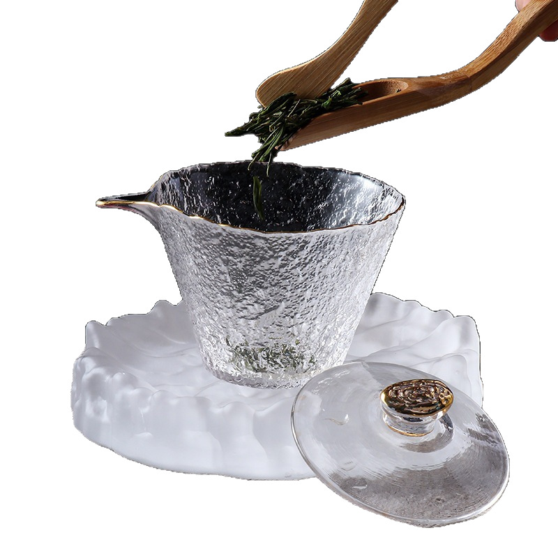 Ancient Japanese Style Glass Pot Bearing Tea Bearing Vintage Handmade Frosted Glass Dry Fortress Pot Pot Pot Pot Pad Small Tea Plate