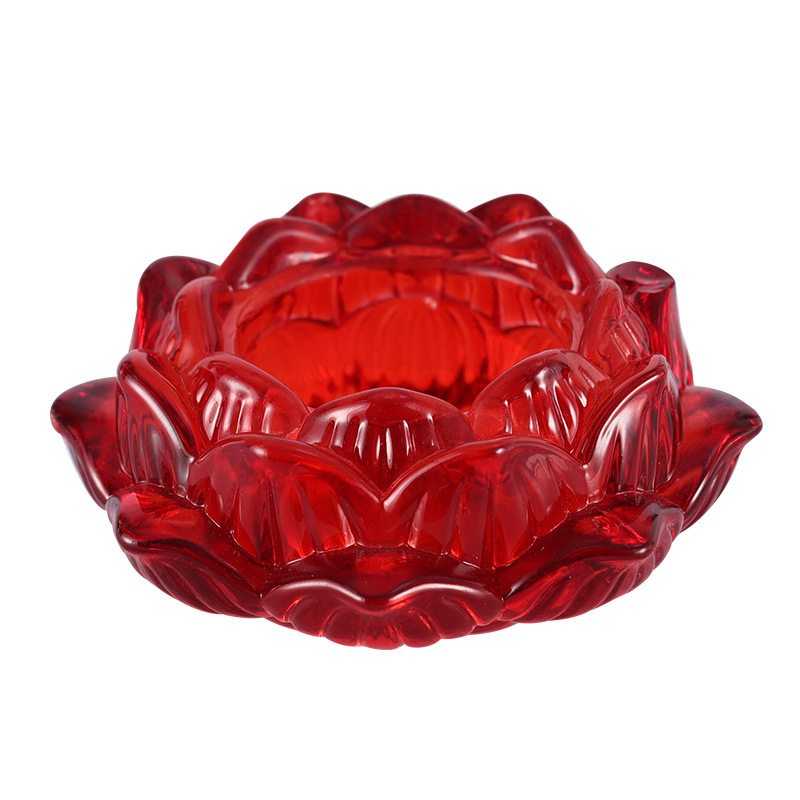 Colorful Crystal Glazed Lotus Flower Lamp Holder Butter Lamp Candle Holder Buddha Serving Lamp Long Ming Lamp Buddha Articles Lamp Holder