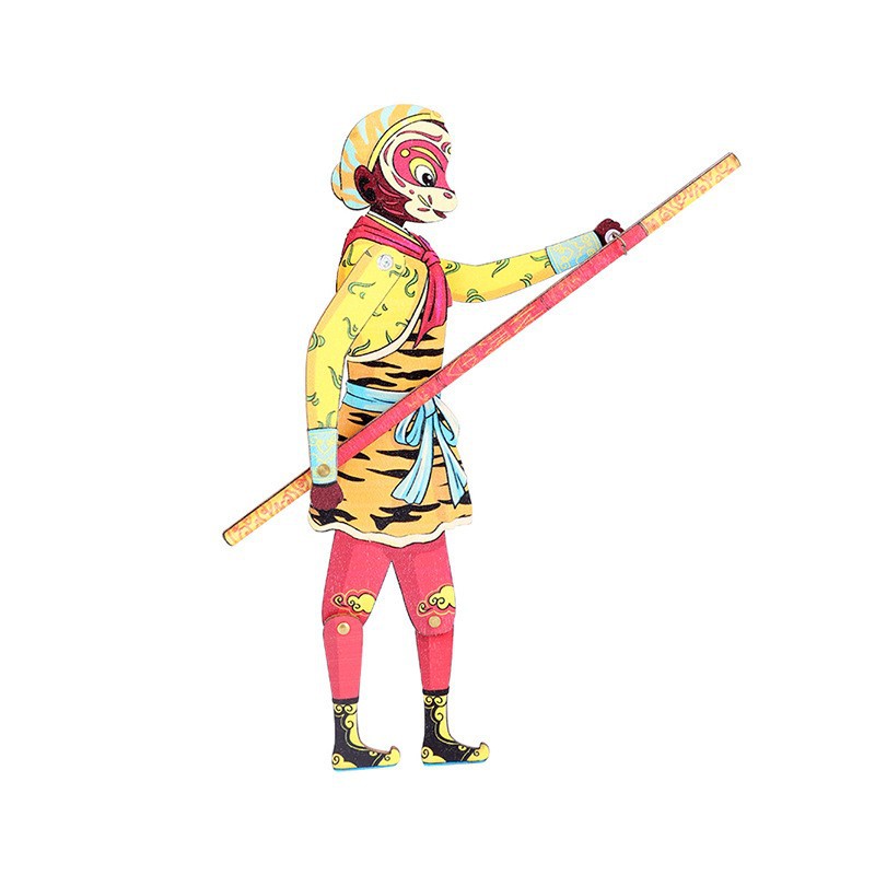 Wooden Shadow Puppet Toy Children's Day Prop Gift Single-Handed Wooden Shadow Puppet Journey to the West Series Sun Wukong