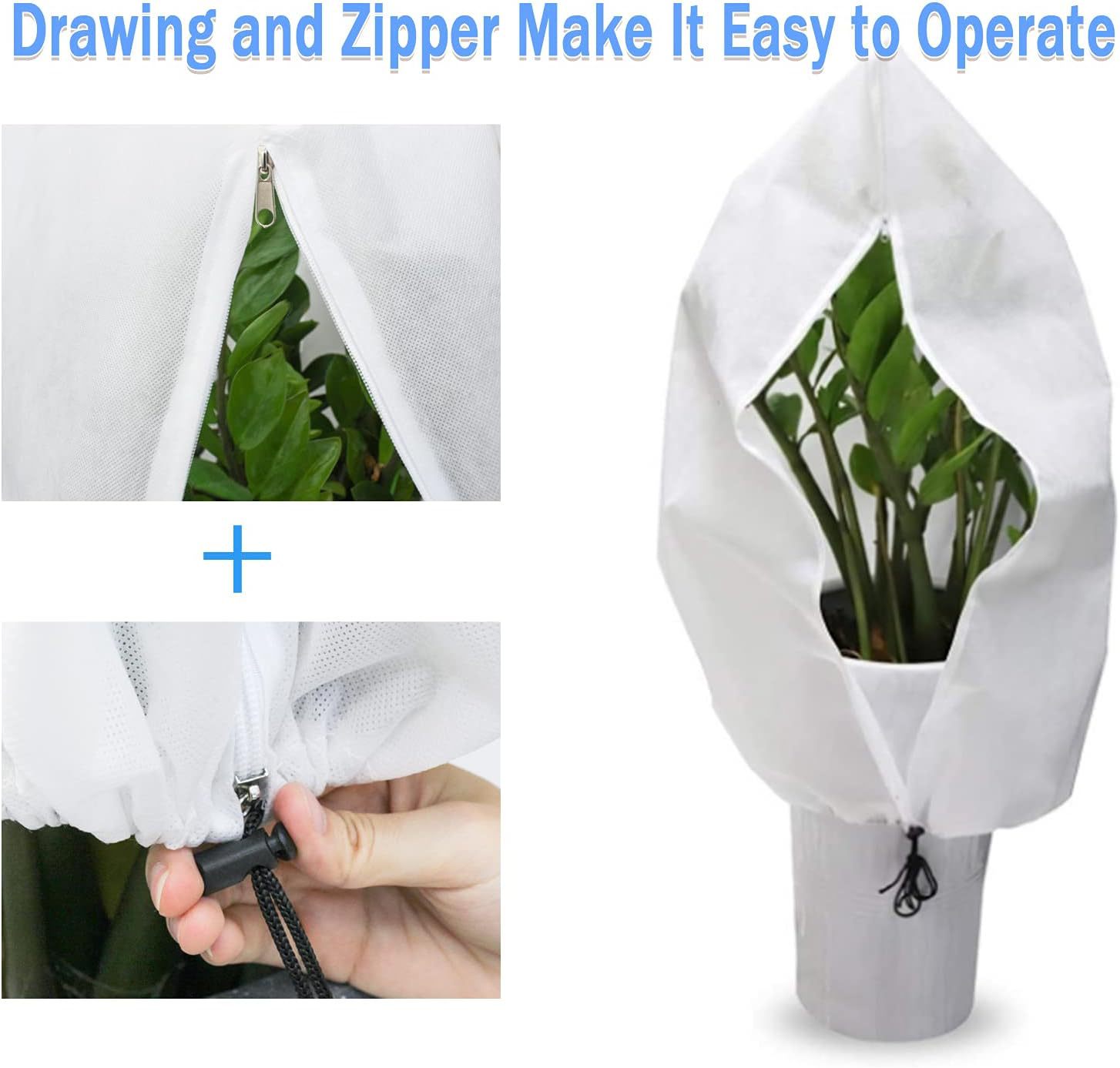 Plant Cold-proof Cover Non-woven Plant Covering Drawstring Zipper Plant Overwintering Anti-freezing Protection Cover