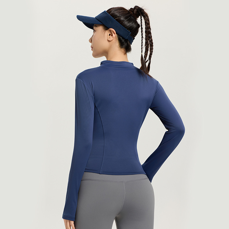 Lulu Sun Protection Clothing Sports Long-Sleeved Quick-Drying Fitness Jacket Women's Stand-Up Collar Slim Tight Nude Top Yoga Clothing