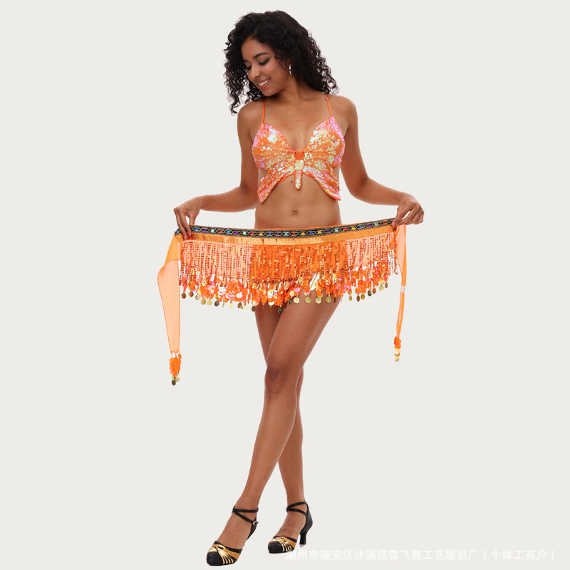 New Belly Dance Waist Chain Handmade Hip Towel Sequin Tassel Waist Towel Indian Dance Watch Performance Belt Waist Cover Amazon