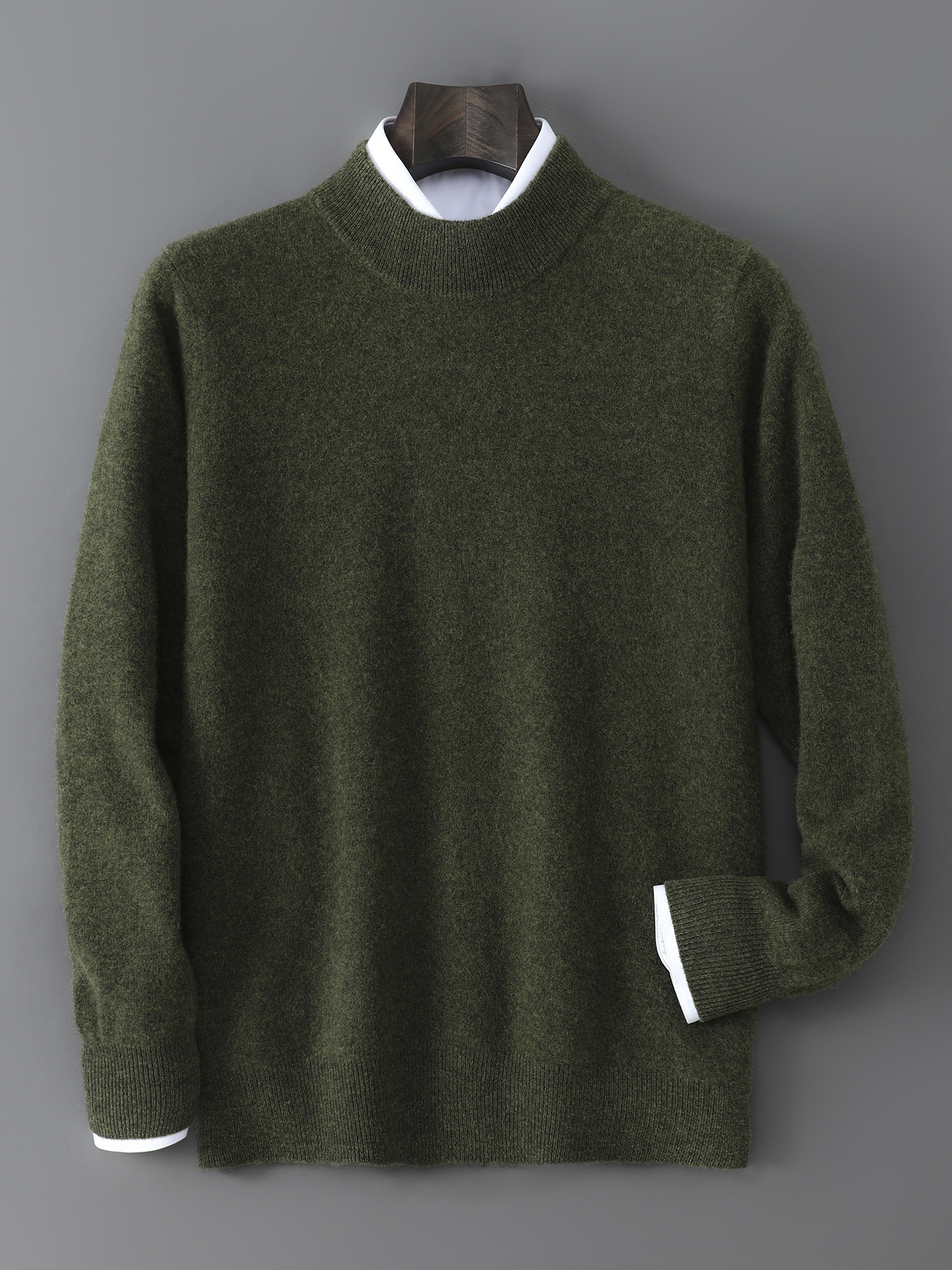 Autumn and Winter New Style Half Turtleneck Woolen Knitwear Men's Half Turtleneck Loose Knitwear Thickeneded Business Simple Warm Knitwear Cross